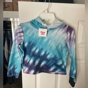 Purple & Aqua Ombré Tie-Dye Crop Hoodie NWT